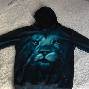 blue and black animal face sweatshirt
